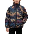 thumbnail image 2 of Spazoro Boys Padded Winter Jacket with Pockets, Stand Collar All‑Over Art Print Elastic Cuffs Quilted Construction Full Zip Closure Warm Outerwear for Kids Multicolor Size 8-9, 2 of 9