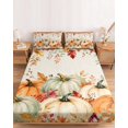 thumbnail image 2 of Twin Sze Fitted Sheet Set - Pumpkins Fall 2 Piece Bedding Sets 16" Deep Pocket Fitted Sheet with 1 Pillowcase, Maple Leaves Thanksgiving Farmhouse Brushed Microfiber Hotel Luxury Bed Sheets, 2 of 9