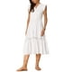 thumbnail image 4 of Vestido de verano sin mangas INSPIRE CHIC para mujer, vestido de verano con cuello en V, volantes, con cinturón, vestido en línea M color crema blanco, 4 of 6