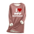 thumbnail image 2 of pimelu Valentine's Day Sweatshirt for Women Fleece Sherpa Sweatshirt for Women Fashion Letter Print Loose Plush Sweater Ladies Round Neck Long Sleeve Cozy Fluffy Fleece Lined Pullover Tops, 2 of 3