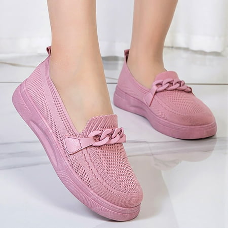 

ZXHACSJ Women s Ladies Mesh Crystal Sport Shoes Footwear Flat Breathable Shoes Pink 38