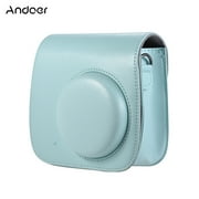 Angle View: Andoer PU Instant Camera Case Bag with Strap for Fujifilm Instax Mini 9/8/8+/8s Ice Blue