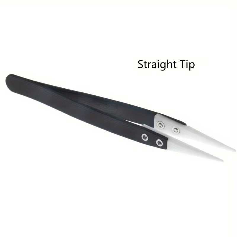 3-Piece High-Temperature Resistant Ceramic Tweezers Set - Anti-Static Insulated Stainless Steel with Protective Sheath, Ergonomic Design for Safe and Precise Handling, Black & White Options