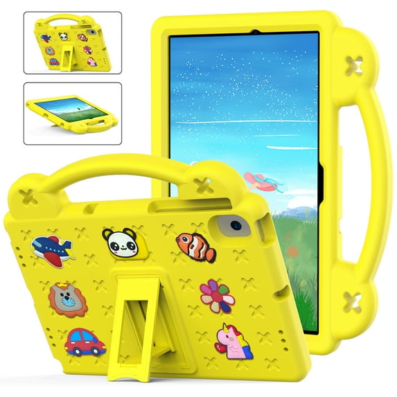 ELEHOLD for Samsung Tab A8 10.5 inch Kids Case, Cute Cartoon EVA Kids-Friendly Handle Grip Kickstand Shockproof Rugged Protective Case for Samsung Tab A8 10.5" X200/X205, Yellow