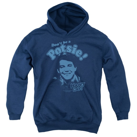 Happy Days Dont Be A Potsy Youth Pullover Hoodie Sweatshirt Navy