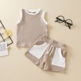 thumbnail image 3 of Vedolay Girls Sets Girl's Casual 2 Piece Outfits Cute Print Trim Cami Tops and Shorts Set,Khaki 2-3 Years, 3 of 4