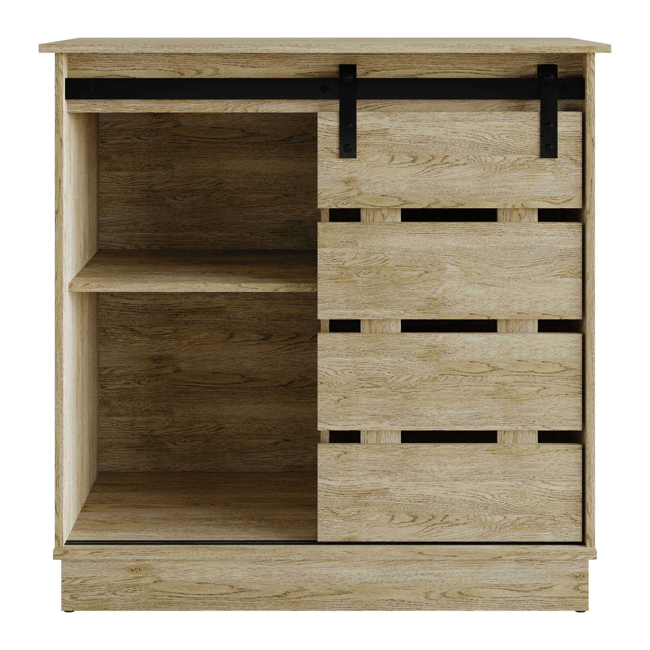 Castle Place Farmhouse Sideboard Buffet Cabinet, Light Oak