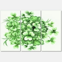 Designart ' Green Vintage Leaves of Shamrock ' Traditional Canvas Wall Art Print
