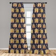 thumbnail image 4 of Ambesonne Vintage Winter Curtains, Christmas Cookie Art, Pair of 28"x95", Navy Blue Caramel Yellow, 4 of 4