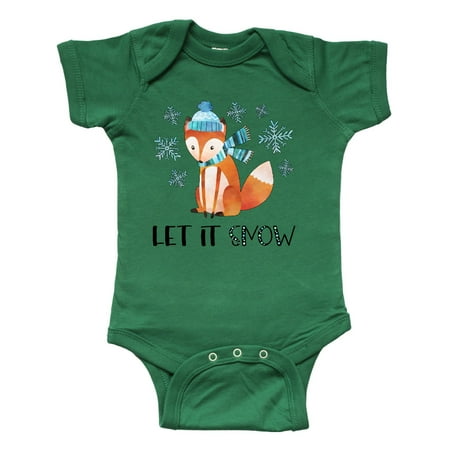 

Inktastic Let it Snow Cute Orange Fox in Hat and Scarf Gift Baby Boy or Baby Girl Bodysuit