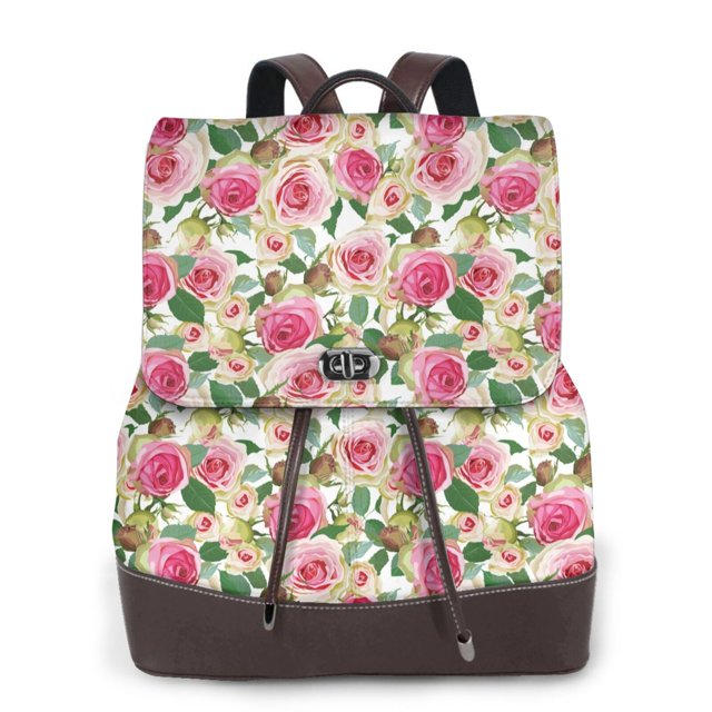 Fotbe Rose Flowers Mochila Bolso con Estampado para Mujer, Mochila Antirrobo de Nylon Impermeable, Bolsa Ligera de Hombro