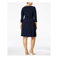 thumbnail image 2 of NY COLLECTION WOMAN Womens Navy Ruched 3/4 Sleeve V Neck Knee Length Evening Fit + Flare Dress Plus 3X, 2 of 2