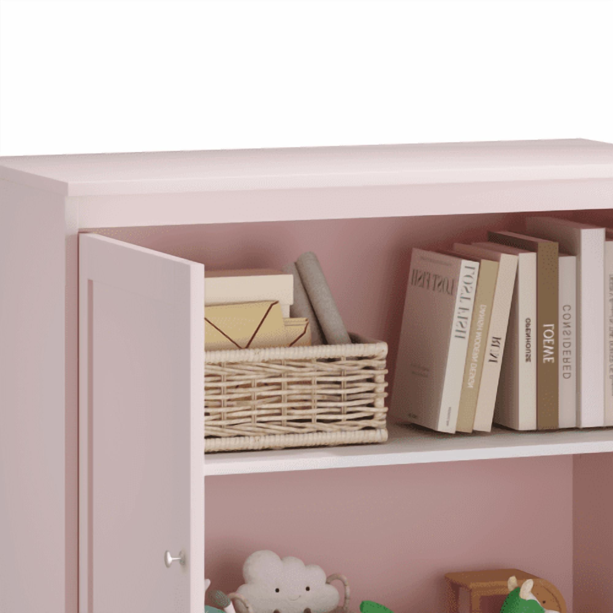 Kitchen Storage Cabinet with Double Doors, Adjustable Shelves, Coffee Bar Cabinet, Sideboard Buffet for Dining Room, Living Room, Entryway, Pink