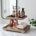 thumbnail image 4 of Tiered Tray for Table Decor: 2 Tier Serving Stand Farmhouse Decorative Tray for Coffee Bar Centerpiece Rectangle Wood Display Stands Kitchen Counter (Rustic White), 4 of 9