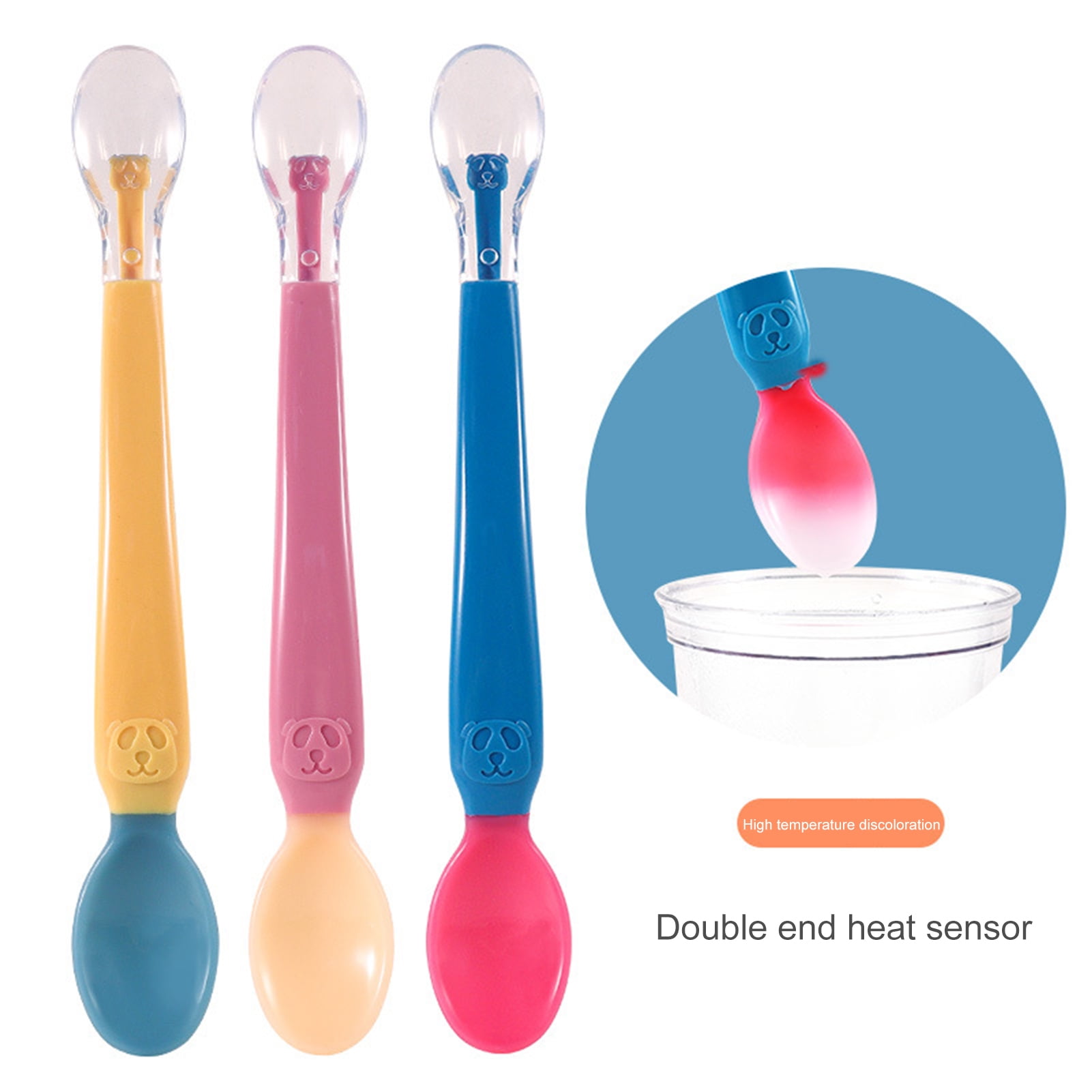 Waroomhouse Baby Feeding Spoons Smooth Edge GumFriendly Baby Tableware Doubleend Temperature