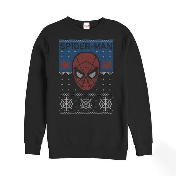 Men's Marvel Ugly Christmas Spider-Man Web Sweatshirt Black Medium