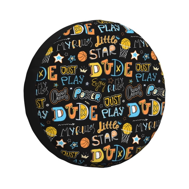 Fotbe Basketball Funda de Llanta de Repuesto con Estampado, Engrosada, Ajuste Universal para Jeep, Remolque, RV, SUV, Camión-15 inch