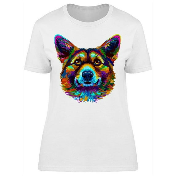 Realistic Rainbow Corgi T-Shirt Women -Image by Shutterstock, Female Large