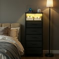 thumbnail image 4 of edx 5 Fabric Drawers Nightstand with Charging Station & USB/Type-C Ports and Outlets, Variable Light Strip Bedside End Table with Adjustable Feet for Bedroom, Black, 4 of 11