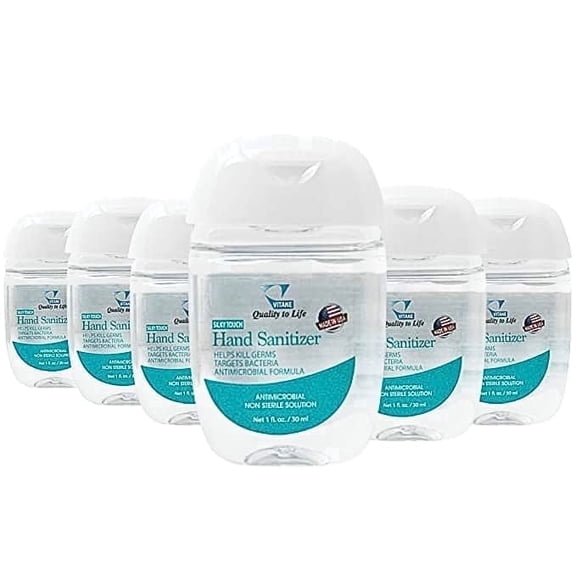 Vitane Silky Hand Sanitizer Gel 1 FL OZ – 70% Alcohol, Pocket-Friendly, Moisturizing, Non-Sticky, Ideal for School, Office, and Travel - 6 Pack