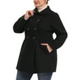 thumbnail image 4 of Unique Bargains Women's Plus Peter Pan Collar Double Breasted Winter Long Outerwear Coats 2X Black, 4 of 6