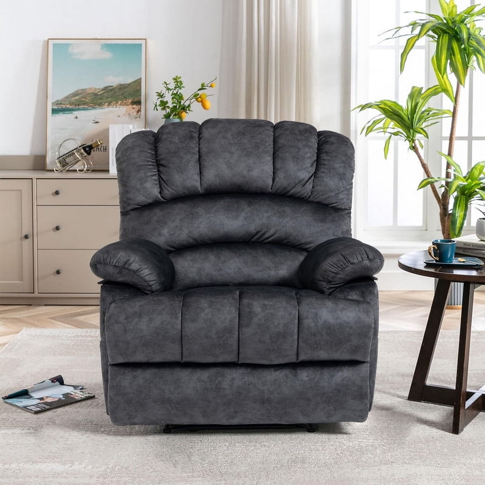 Extra Large Manual Recliner Chair for Comfortable Seating - 40" Wide, Overstuffed Arm and Backrest, Ideal for Living Room, Bedroom, Home Theater