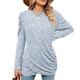 thumbnail image 4 of Womens Long Sleeve Shirts Sun Protection Boho Tops Women Casual Sweatshirts Solid Crew Neck Sweatshirt Split Long Sleeve Tops, 4 of 9