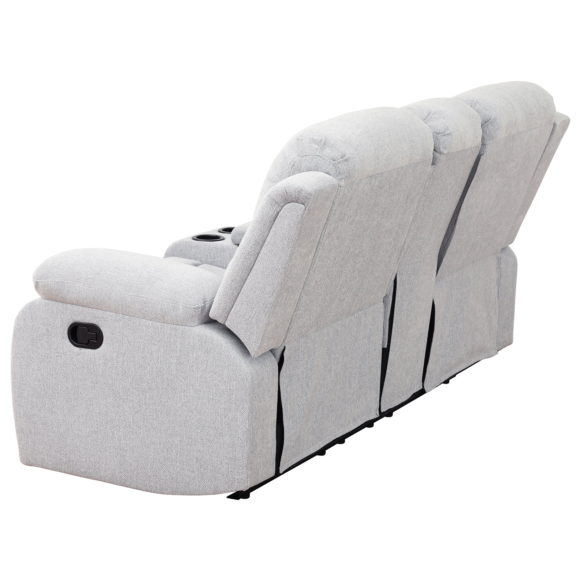 AUKFA 3 Seats Recliner Sofa Chair, Home Theater Sofa with Flipped Backrest and Cupholder, Gray