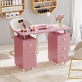 thumbnail image 2 of Gymax Manicure Table Nail Desk w/ Electric Dust Collector 3 Dust Bags Wrist Rest Pink, 2 of 10