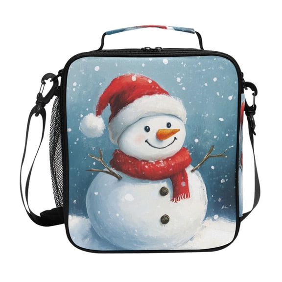 Christmas Snowman Cute Insulated Lunch Bag Reusable Lunch Box Lunch Container with Straps