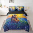 thumbnail image 2 of Feelyou Kawaii Brown Sloth Bedding Comforter Set 7 Pieces for Child, Rustic Farmhouse Sunset Full Bedding Set, Chic Oil Printing Reversible Fitted Sheet Flat Sheet, Luxury Bedroom Decor, 2 of 7