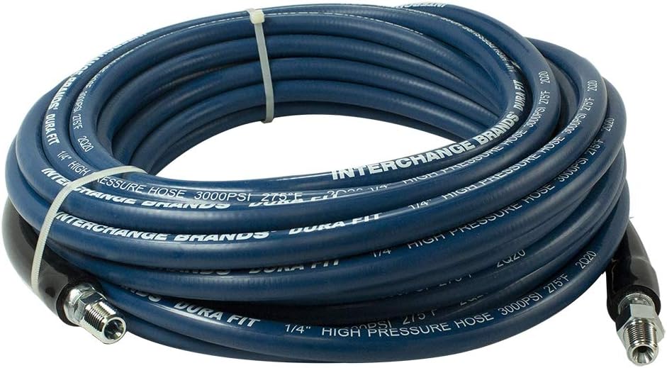 Interchange Brands 981550 1/4" X 50' 3000 PSI 1/4" MPT Blue Carpet Cleaning Solution Hose