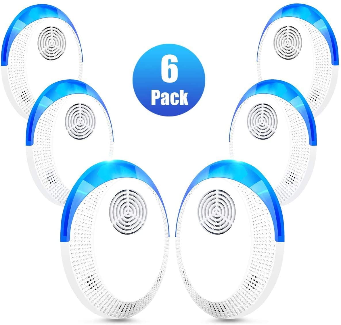 6 Packs Ultrasonic Pest Repeller, 2021 Electronic Pest Repellent Plug in Indoor Pest Control for Insect, Roach, Mice, Spider, Ant, Bug, Mosquito Repellent for House, Garage, Warehouse, Office, Hotel