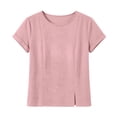 thumbnail image 5 of DeHolifer Women's T-Shirts Casual Cap Sleeve Solid Color Crewneck Lightweight Summer Tee Top Pink M, 5 of 7