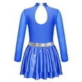 thumbnail image 2 of IEFIEL Kids Girls Figure Ice Skating Dress Halter Long Sleeve Jazz Modern Dance Leotard Dress Dancewear Blue 14, 2 of 5