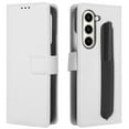 thumbnail image 2 of ELEHOLD for Samsung Galaxy Z Fold 5 Leather Wallet Case Business/Vintage Style with Card Slot Holder Pen Slot Stand Function Shockproof Scratch-Resistant Case for Galaxy Z Fold 5 2023,White, 2 of 9