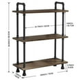 thumbnail image 5 of Ivinta Industrial Bookshelf 3-Tier, Rustic Storage Shelf, Display Shelf for Home Office Decor, 5 of 6