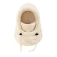 thumbnail image 3 of FAOWME Big Kids Girls Boys Fuzzy Hats Solid Color Drawstring Windproof Thickened Comfortable Warm Caps For Autumn Winter Daily Wear Beige One Size, 3 of 7