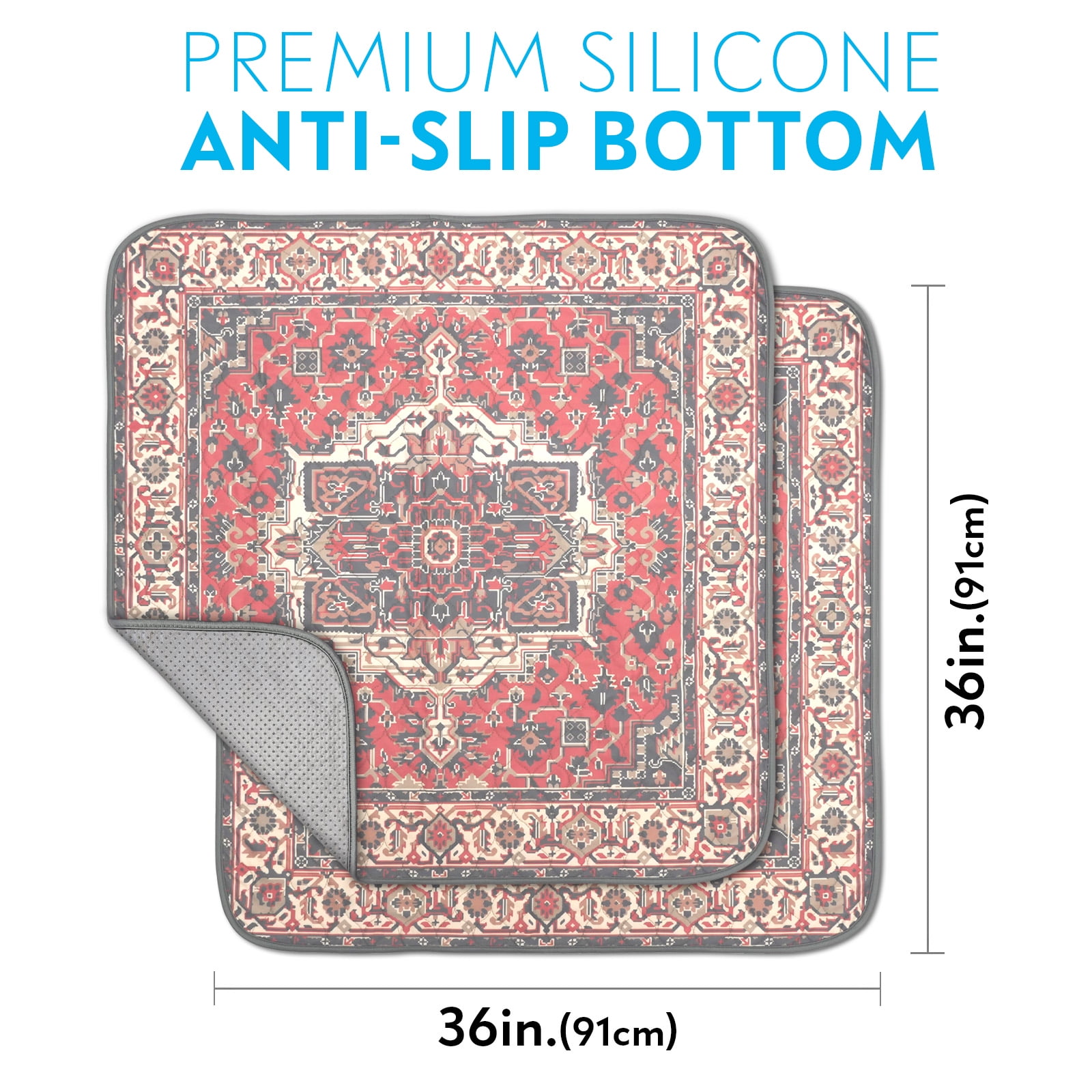 Paw Inspired Washable Dog Pee Rugs Washable Pee Pads 36x36” (2 Pack) | Reusable Puppy Pads for Potty Training, Whelping, Waterproof Mat | Leakproof, Non-Slip Liner (Persian)
