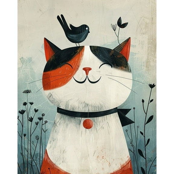 Paint by Numbers for Adults Kids Beginner Little Bird and Smiling Cat DIY Acrylic Painting by Numbers Kits with Brushes Acrylic Pigment Home Decoration Gifts 16 x 20 inch