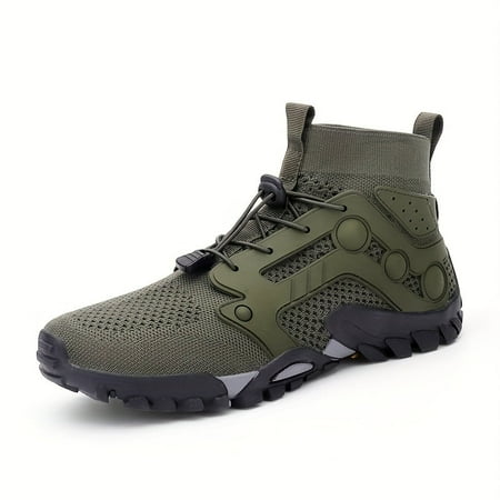 

Men s High Top Bare Water Shoes With Adjustable Buckle Men s Beach Walking/Pool Swimming/Outdoor ActivitiesBreathable Quick Dry Non Slip-军绿||48码