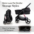 thumbnail image 6 of Ibiyaya  Retro Luxe 4-Wheel Luxury Dog-Cat Stroller with Two Openings, Foldable Pet Pram, Prism Black - Medium, 6 of 8