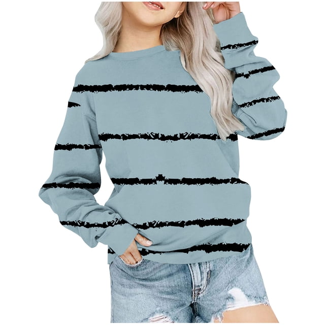 Yuyuzo Chandails en Molleton pour Filles Tout-Petits Col Rond Manches Longues Décontracté Confortable Rayé Pull d'Automne pour Bébé Fille