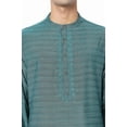 thumbnail image 4 of In-Sattva Men's Indian Embroidered Dobby Textured Woven Long Kurta Tunic; Turqouise; SM, 4 of 5