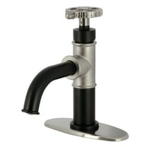 Kingston Brass KSD2828CG Fuller One-Handle Single-Hole Bathroom Faucet with Deck Plate and Push Pop-Up Drain, Matte Black/Brushed Nickel