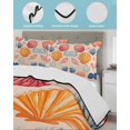 thumbnail image 4 of Orange Blue Pink Coastal King Size Down Alternative Comforter, Lightweight Comforter Quilt Bedding Set with Pillow Shams Summer Nautical Shell Beach All Seasons Bed Comforter Duvet Insert 96"x106", 4 of 7