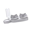 thumbnail image 3 of Cuencos triples para gatos, dispensador automático de agua, comederos, cuencos elevados e inclinados para agua y comida, para viajes al libre. Gris claro, 3 of 8