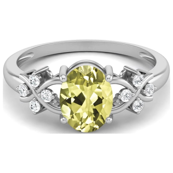 925 Sterling Silver 8X6 MM Oval Shape Lemon Quartz Women Valentines Day Gifts Ring