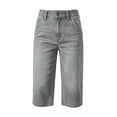 thumbnail image 4 of Fmbrln Womens Summer Cargo Capri Jeans High Waisted Button Cropped Denim Pants with Pockets, 4 of 6