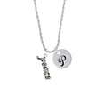 thumbnail image 2 of Delight Jewelry Silvertone Crystal Script ''Peace'' Silvertone Script Initial Disc - P - Charm Necklace, 20"+3", 2 of 4